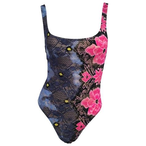 pink and blue versace swimsuit|Versace swimsuit women.